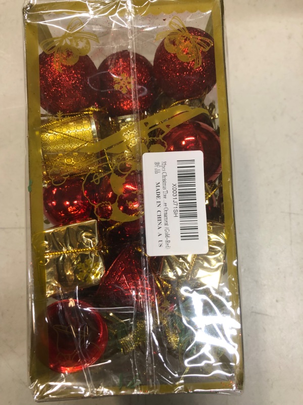 Photo 2 of 32pcs Christmas Tree Decoration Set Red Green Gold Christmas Ball Shatterproof Hanging Tree Ornament Assortment Set, Christmas Tree Ornament (Gold+Red)