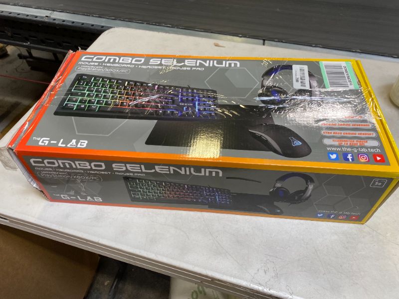 Photo 2 of G-LAB Combo Selenium - 4 in 1 Gaming Set - Backlit QWERTY Gaming Keyboard, 3200 DPI Gaming Mouse, Headset Gaming, Non-Slip Mouse Pad – Gamer Pack Compatible with PC/PS4/PS5/Xbox One/Xbox Series X