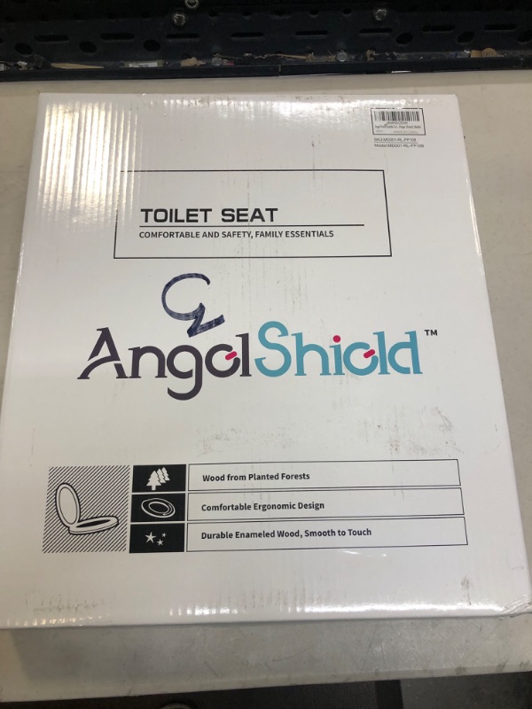 Photo 2 of Angel Shield Marble Toilet Seat Durable Molded Wood with Quiet Close,Easy Clean?Quick-Release Hinges (Round,Gray Marble) Round-16.5“ Gray Marble-Round