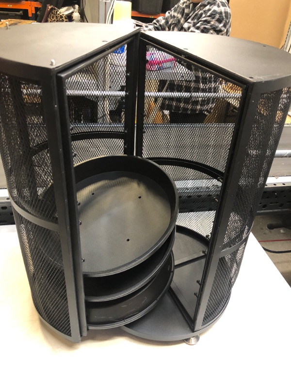 Photo 4 of STYLIFING Rotating Rolling Storage Cart 6 Tier 360° Rotation Organizer Cart for Fruits Vegetables Snacks with Wheels & Foot Pads, Round Standing Shelf for Kitchen Living Room Bathroom Bedroom Office Black
+++MINOR SCRATCH ON BOTTOM+++