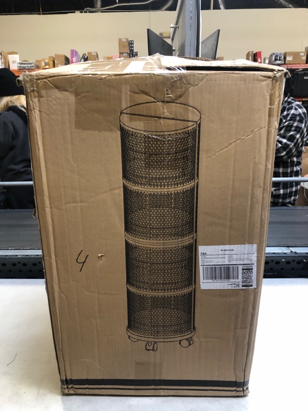 Photo 1 of STYLIFING Rotating Rolling Storage Cart 6 Tier 360° Rotation Organizer Cart for Fruits Vegetables Snacks with Wheels & Foot Pads, Round Standing Shelf for Kitchen Living Room Bathroom Bedroom Office Black
+++MINOR SCRATCH ON BOTTOM+++