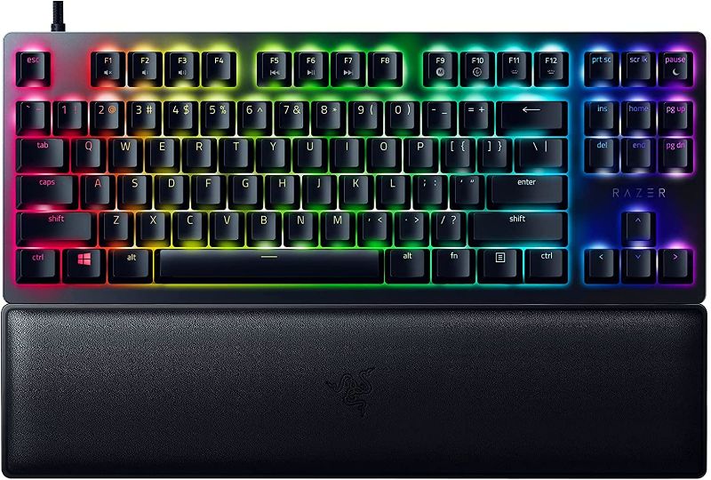 Photo 1 of Razer Huntsman V2 TKL Tenkeyless Gaming Keyboard: Fastest Linear Optical Switches Gen2 w/ Sound Dampeners & 8000Hz Polling Rate - Detachable TypeC Cable (Renewed), Classic Black
