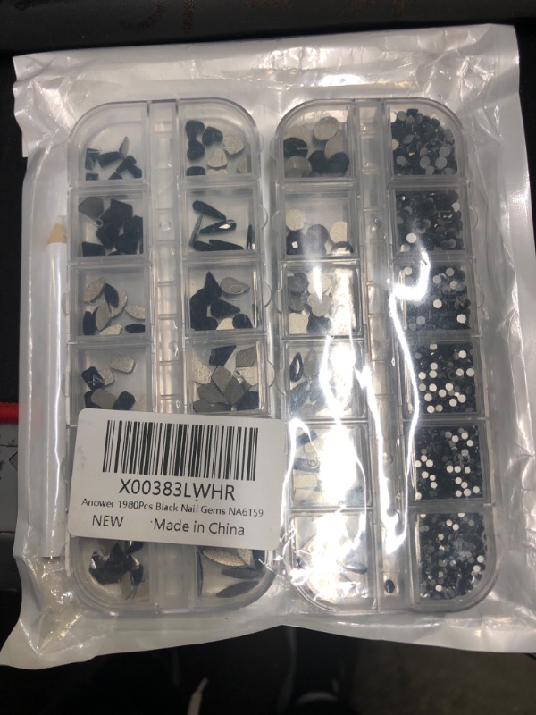 Photo 1 of 1980Pcs Black Nail Rhinestones Crystals Flatback Glass Gems Round Multi Sizes Shapes Black Nail Diamonds Beads with Pen for Nail DIY Crafting Jewelry Clothes Accessories S3-Black