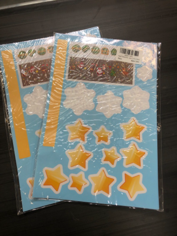 Photo 2 of 2 PACK--shangji Christmas Window Clinings Stickers Santa Snowflake Christmas Decorations Xmas Decals for Holiday Ornaments Party Supplies 132 PCS, 9 Sheets, Multicolor