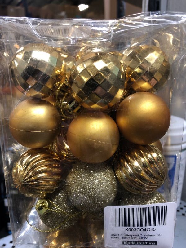 Photo 2 of 40mm/1.57" Gold Christmas Balls 36pcs Christmas Tree Ornaments Set for Xmas Tree Holiday Party Wreath Garland Decoration Ornaments