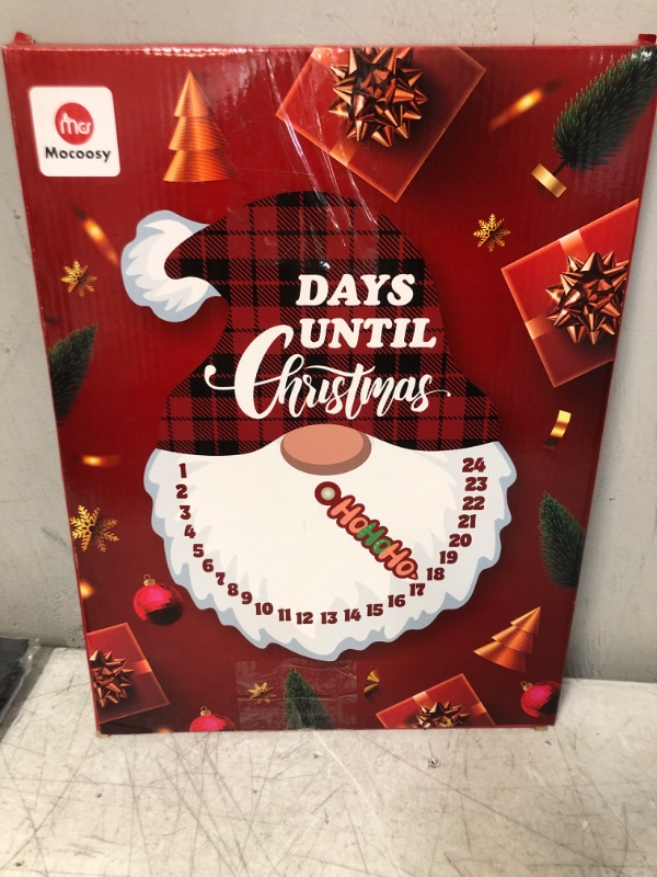 Photo 1 of Mocoosy Wooden Gnome Christmas Advent Calendar, 14.5 Inch Decorative Wood Holiday Hanging Signs for Front Door Decorations, 24 Days Xmas Countdown Calendar for Indoor Outdoor Home Wall Decor