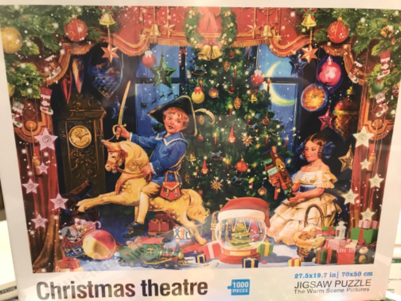 Photo 2 of 1000 Piece Christmas Puzzle for Adults Jigsaw Puzzle Medium Difficulty Fun Jigsaw Puzzle Gifts for Kids Age 8-10 and Up Christmas Puzzles 1000 Pieces(27.56 x 19.68 Inch) Christmas Theater