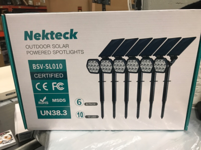 Photo 2 of Nekteck Solar Lights Outdoor,10 LED Landscape Spotlights Solar Powered Wall Lights 2-in-1 Wireless Adjustable Security Decoration Lighting for Yard Garden Walkway Porch Pool Driveway 6 pack White