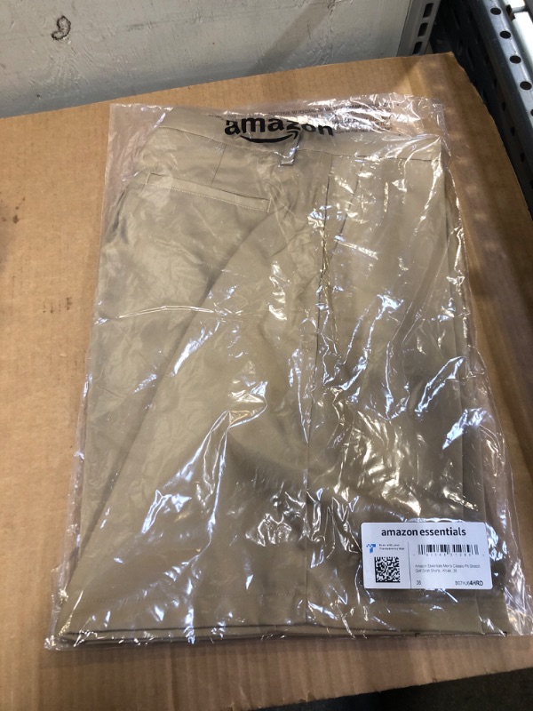 Photo 2 of Amazon Essentials Men's Classic-Fit Stretch Golf Short (Available in Big & Tall) Polyester Blend Khaki Brown 38