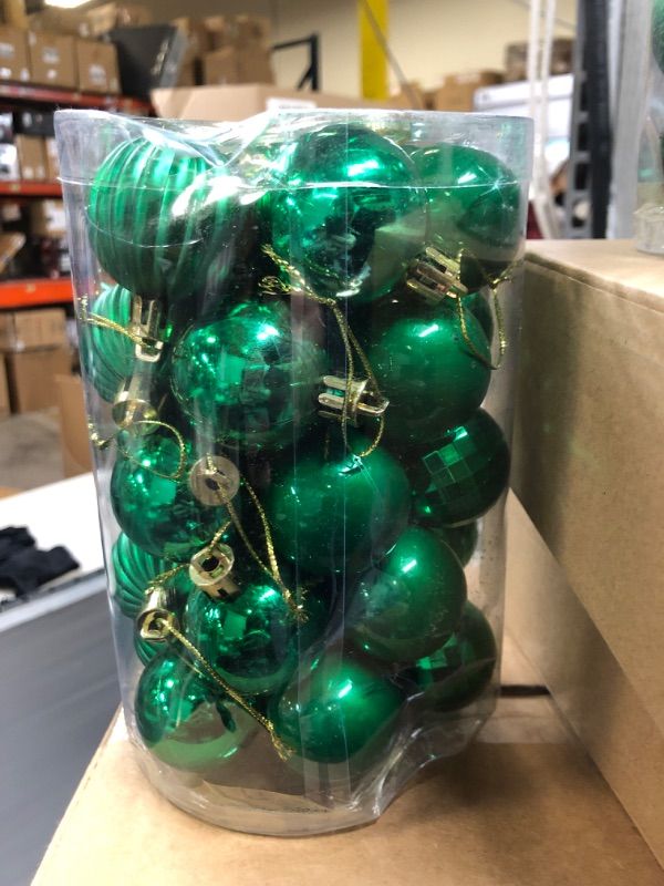 Photo 2 of 20ct Christmas Ball Ornaments Shatterproof Christmas Hanging Tree Decorative Balls for Party Holiday Wedding Decor Green, 3.15",80mm Green 3.15 in