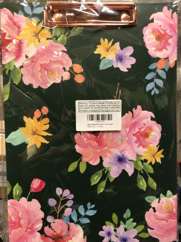 Photo 2 of Glitter Rose Floral Clipboard Folio with Lined Floral Notepad 13 X 9.25 Floral Fold-able Clipboard Office School Home Supply Style B