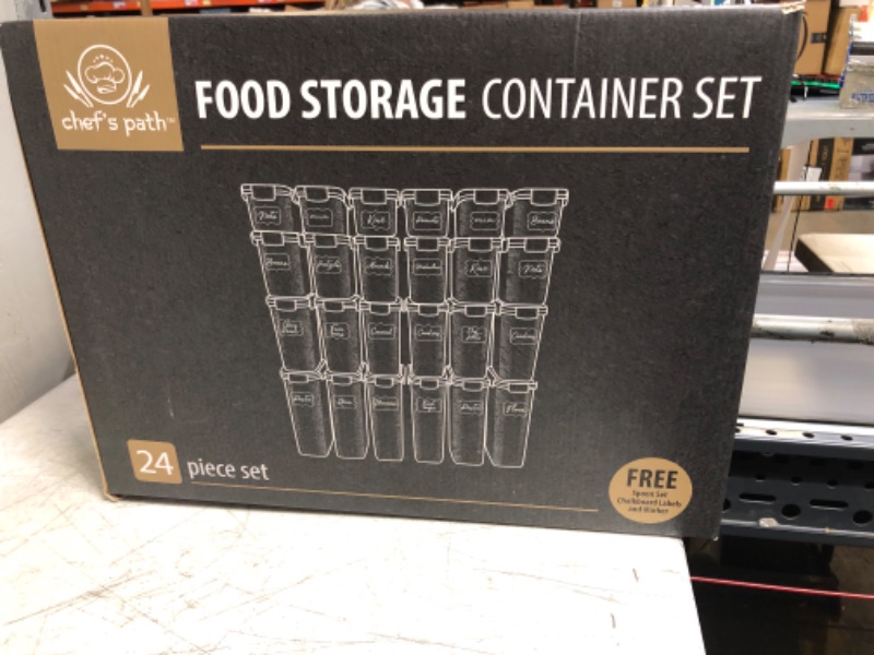 Photo 1 of Chef's Path Airtight Food Storage Containers Set with Lids (24 Pack) for Kitchen and Pantry Organization - BPA Free Kitchen Canisters for Cereal, Rice, Flour & Oats - Free Marker and 24 Labels Extra Large - 24 Pack