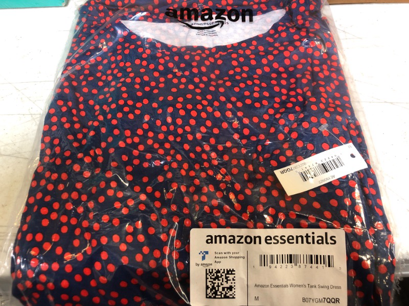Photo 1 of Amazon Essentials Women's Tank Swing Dress (Available in Plus Size) Rayon Blend Navy/Red, Dots SIZE Medium