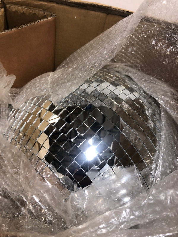 Photo 3 of 16 Inch Large Mirror Disco Ball 80's 90's Disco Ball Decoration Silver Hanging Party Disco Ball for DJ Club Stage Bar Party Wedding Holiday Decoration (16 Inches)