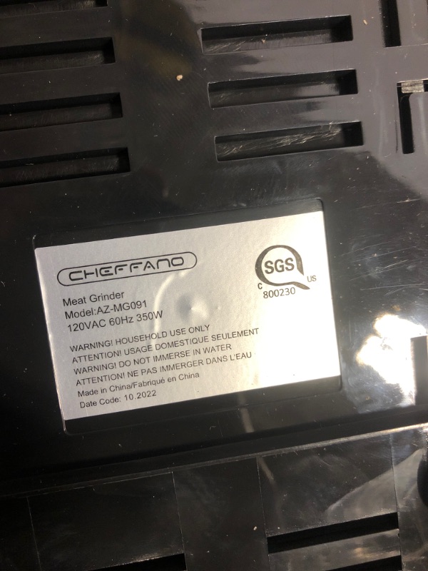 Photo 1 of CHEFFANO Meat Grinder, 2600W Max Stainless Steel Food Grinder Electric, ETL Approved Heavy Duty Meat Mincer Machine with 2 Blades, 3 Plates, Sausage Stuffer Tube & Kubbe Kit for Home Kitchen Use
