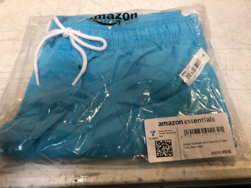 Photo 2 of Amazon Essentials Men's 9" Quick-Dry Swim Trunk SIZE Large Aqua Blue