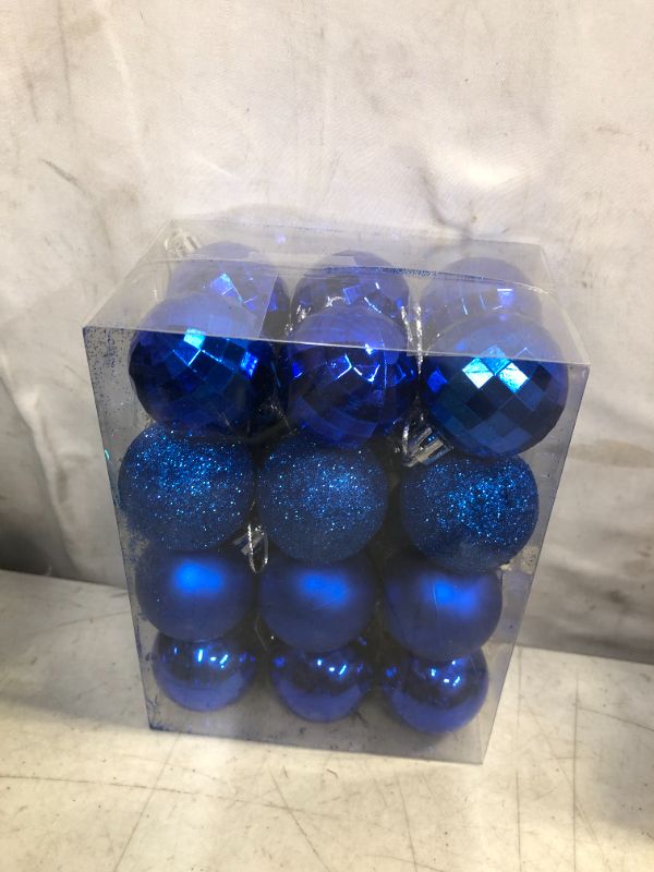 Photo 2 of 24Pcs Christmas Balls Ornaments for Xmas Christmas Tree - 4 Style Shatterproof Christmas Tree Decorations Hanging Ball for Holiday Wedding Party Decoration (Navy Blue, 1.6"/4.2CM)
