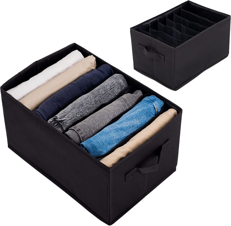 Photo 1 of | Closet Organizers and Storage Baskets with Reinforced Handle | Clothes Drawer Organizers for Jeans, Sweater, Dresses, and T-shirts
