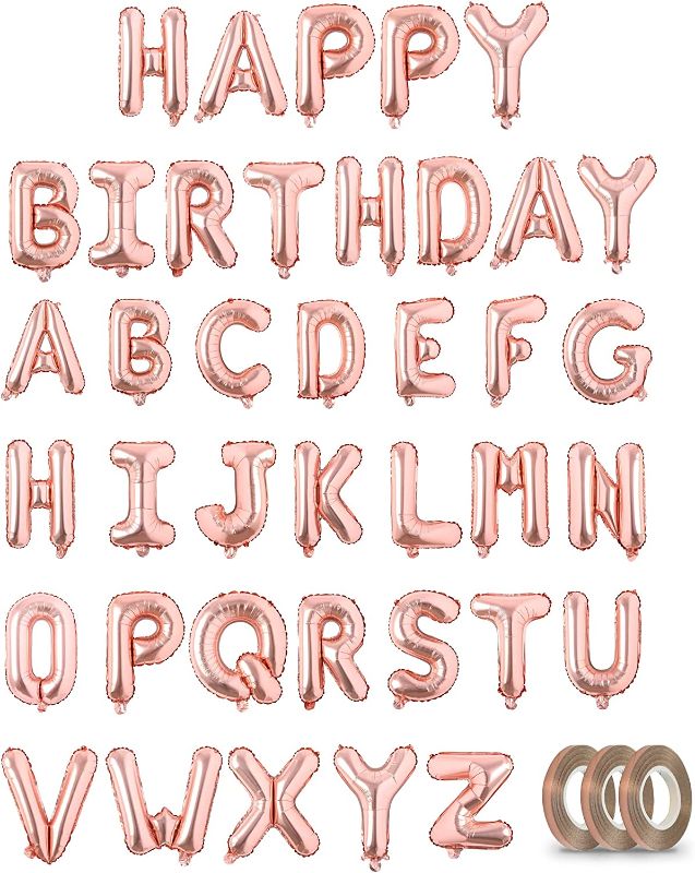 Photo 1 of A-Z + Happy Birthday Letter Foil Mylar Balloons with 3 Rolls Ribbon Mega Pack
