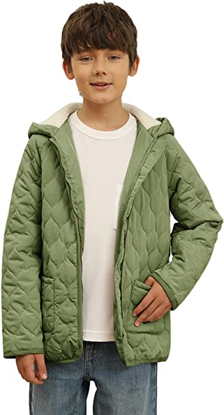 Photo 1 of Boys and Girls Winter Light Puffer Jacket Teen Hooded Warm Coat Outwear for 7-16 Years
