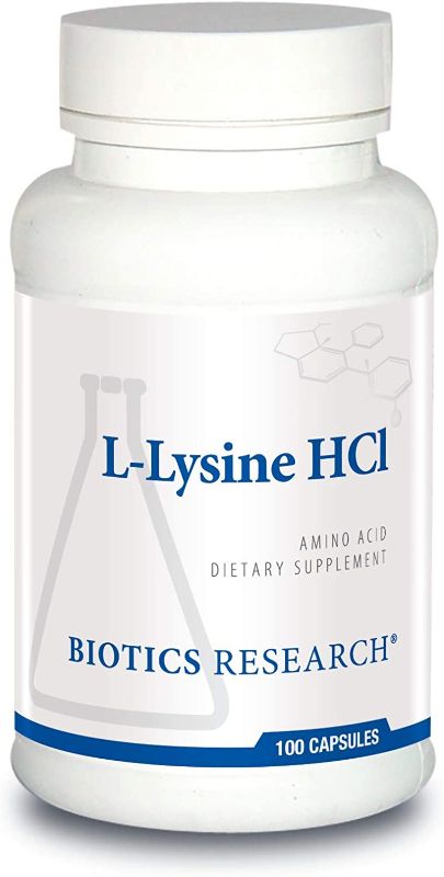 Photo 1 of BIOTICS Research L Lysine HCI Amino Acid L lysine Supplement Promotes Energy, Boosts Immunity, Stimulates Calcium Absorption 100 Capsules
