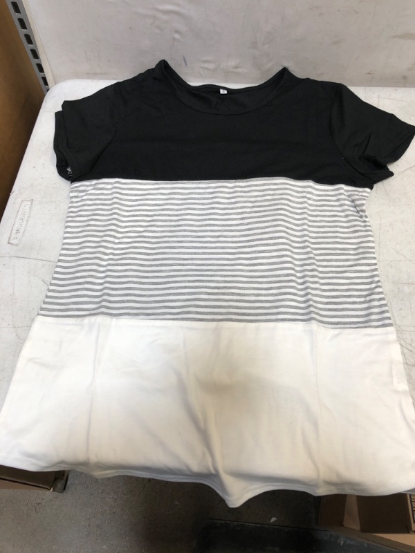 Photo 1 of  Round Neck Triple Color Block Stripe T-Shirt SMALL
