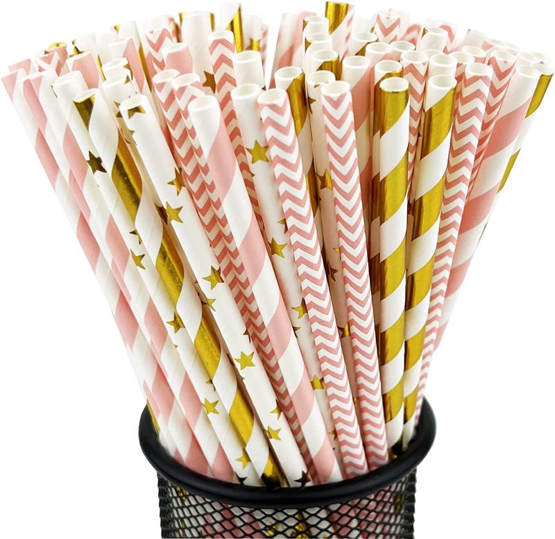 Photo 1 of 400PCS YAOSHENG Paper Straws for drinking, Gold and Pink Paper Straws for Cocktail Party Supplies,Birthday,Wedding,Bridal/Baby Shower,Juice,shakes,Smoothies (Pink and Gold)
FACTORY SEALED
