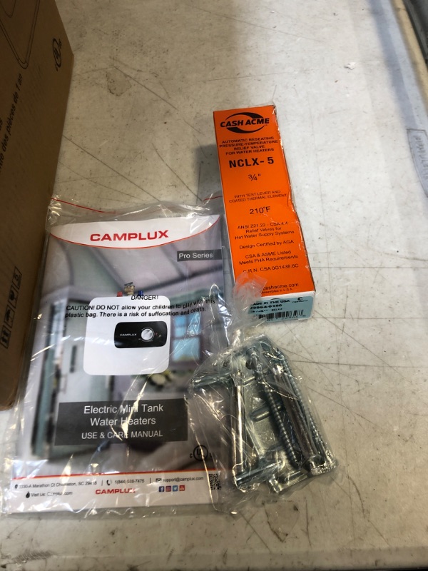 Photo 2 of Camplux Mini Tank Electric Water Heater 1.3 Gallons Hot Water Heaters 120V, Under Sink Water Heater with Cord Plug 1.44kWx002k361i1
