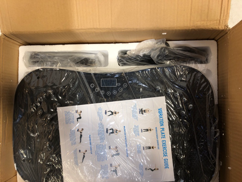 Photo 1 of TODO Vibration Plate Exercise Machine Whole Body Vibration Machine for Relieving Muscle Tightness, Remote Control/3 Resistance Loops/Resistance Bands pure black