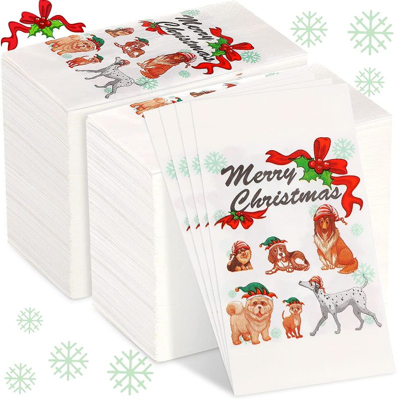 Photo 1 of 200 Pcs Christmas Dog Guest Napkins 
