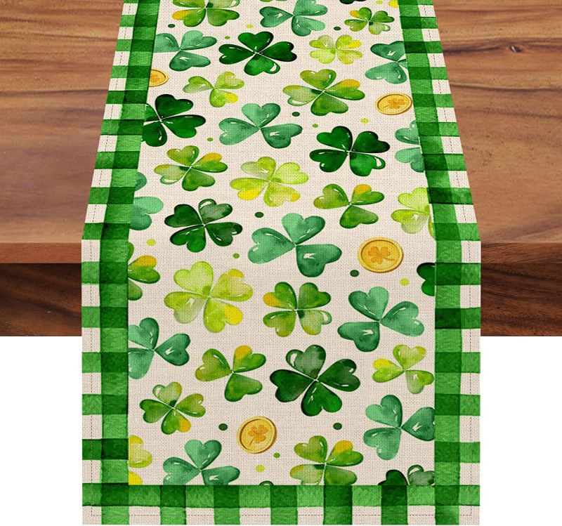 Photo 1 of  St. Patrick's Day Shamrock Clover Table Runner   13 x 72 Inches
