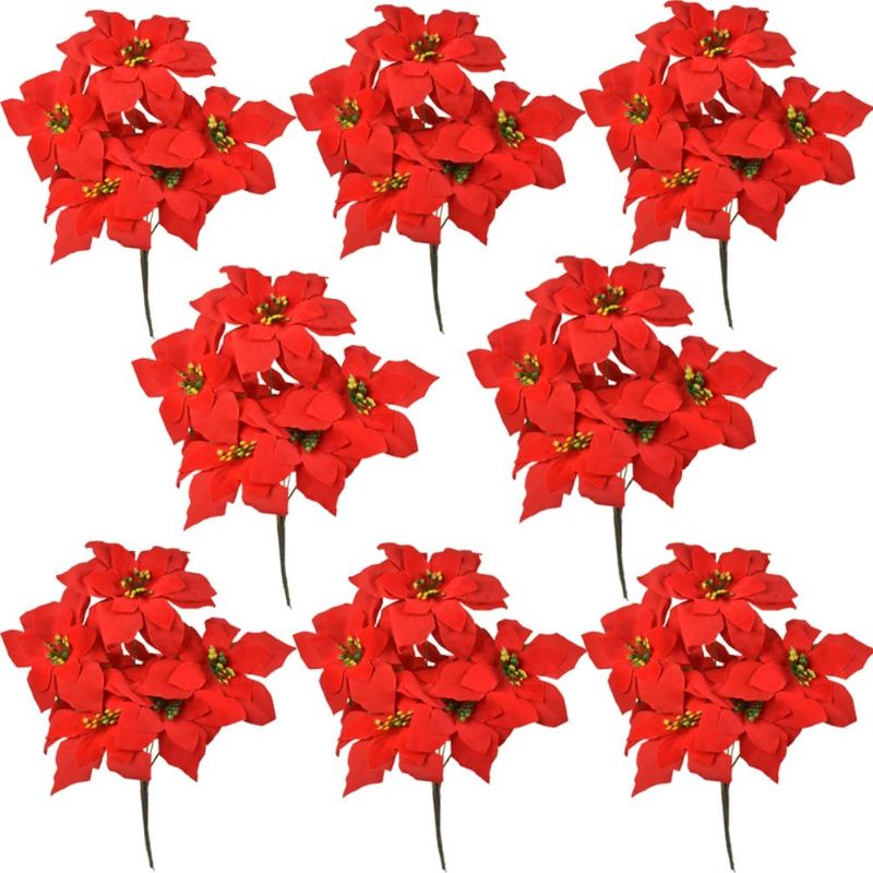 Photo 1 of  Christmas Artificial Poinsettia Flowers (Red)
