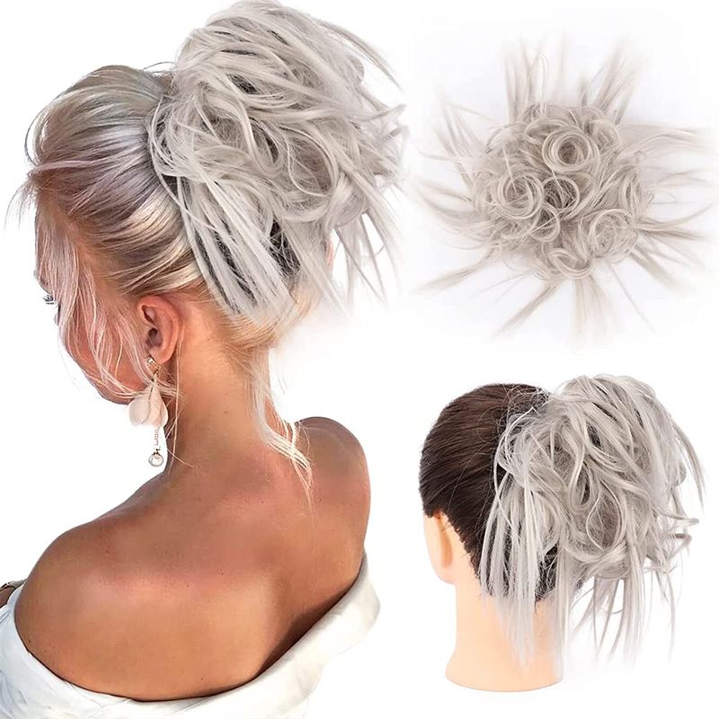 Photo 1 of Updo Messy Bun Hairpiece Hair Extension Ponytail with Elastic Rubber Band
