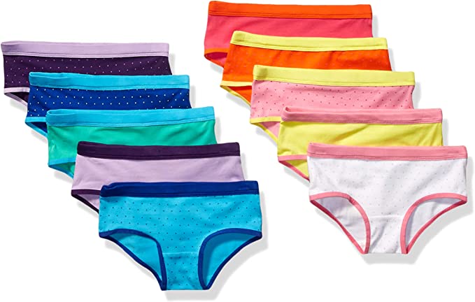 Photo 1 of Amazon Essentials Girls' Hipster Underwear, Multipacks   XS
