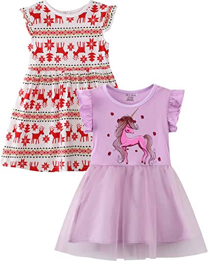 Photo 1 of ALI SEA Toddler Girl Short Sleeve Dresses Kids Summer Casual Dress 2 Pack SIZE 3
