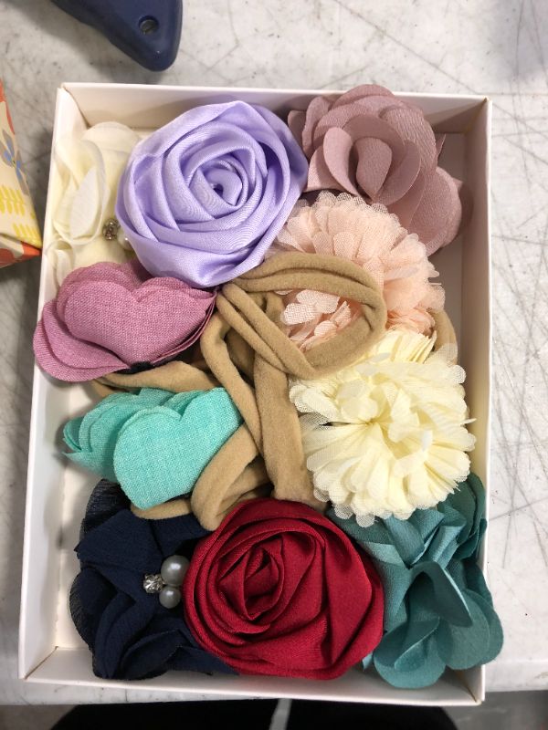 Photo 3 of Fancy Clouds Baby Girl Headbands with Bows Flowers,Soft Nylon Hair Accessories for Newborn Infant Toddler Hairbands Gifts
