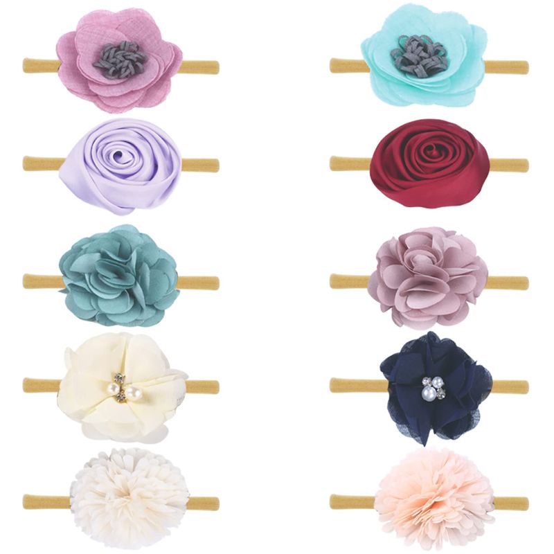 Photo 1 of Fancy Clouds Baby Girl Headbands with Bows Flowers,Soft Nylon Hair Accessories for Newborn Infant Toddler Hairbands Gifts
