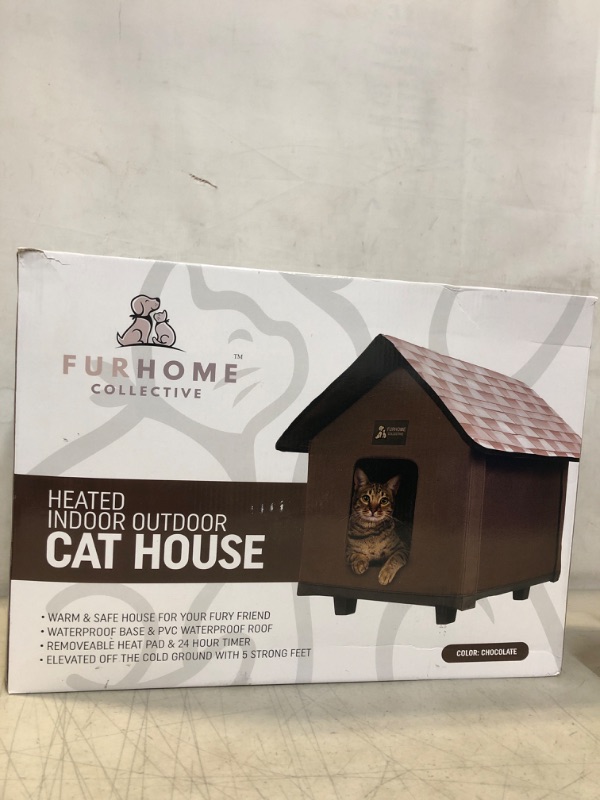 Photo 3 of Heated Cat Houses for Outdoor Cats, Elevated, Waterproof and Insulated - A Safe Pet House and Kitty Shelter for Your Cat or Small Dog to Stay Warm & Dry Chocolate