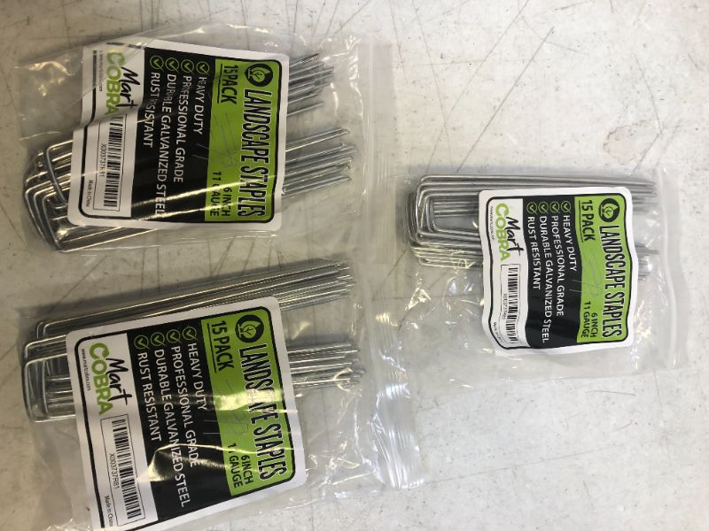 Photo 2 of 3CT Garden Stakes Metal Stakes for Gardening, Landscape Staples x15, Garden Staples 6 Inch Galvanized, Fence Stakes Heavy Duty Ground Stakes, Landscape Fabric Pins Yard Stakes Tent Stakes Landscaping Lawn