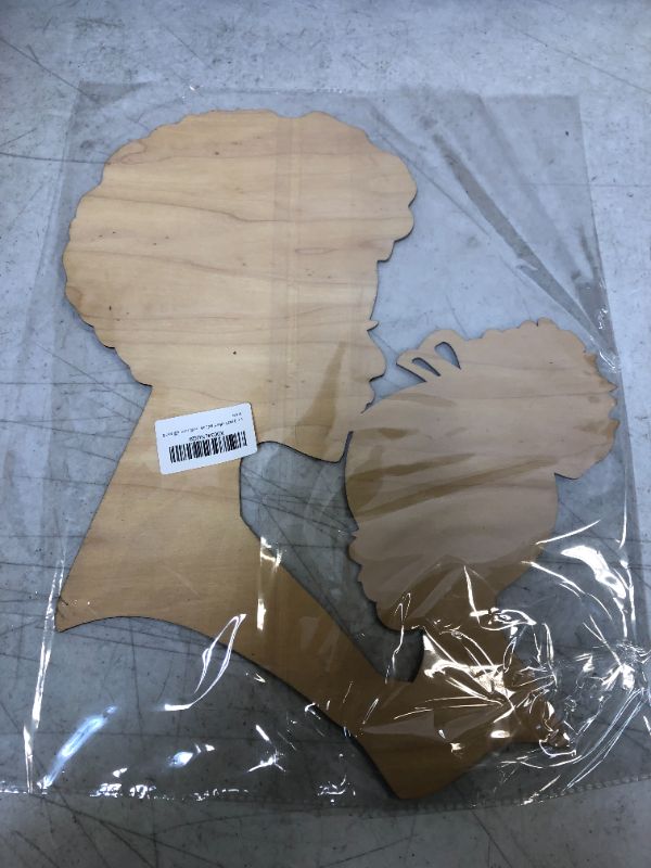 Photo 2 of Head Silhouette Wooden Cutout Craft Template for Wreath Afro African Women Girl Queen Black Mother DIY Gifts from Daughter Son for Mom Holiday 15", Multi-Styles (E) E-1