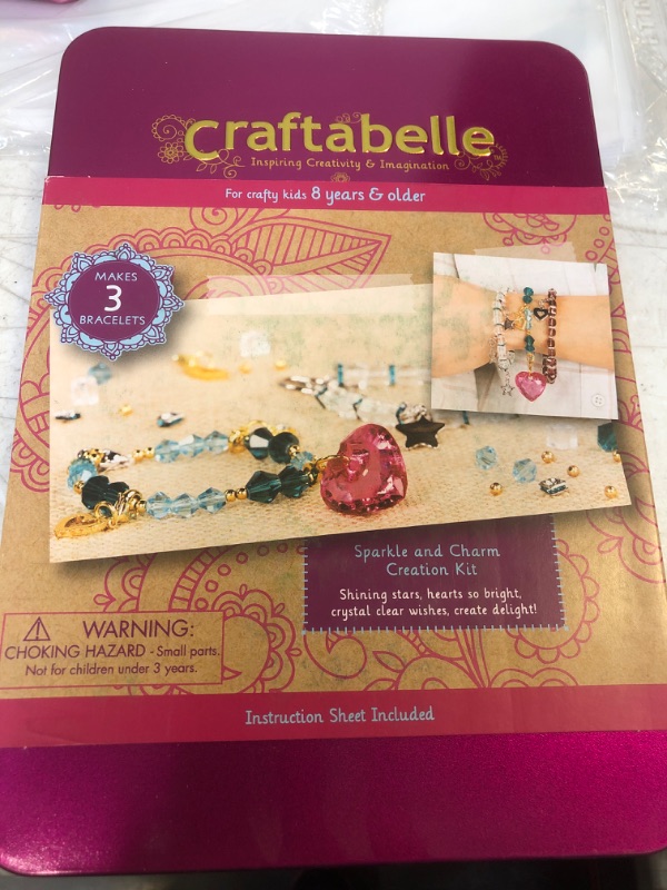 Photo 2 of Craftabelle – Sparkle and Charm Creation Kit – Bracelet Making Kit – 141pc Jewelry Set with Crystal Beads – DIY Jewelry Sets for Kids Aged 8 Years +