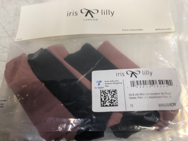 Photo 2 of Iris & Lilly Women's Microfiber 'No Show' Hipster Underwear, Pack of 5 SIZE 10 Black/Dusty Rose