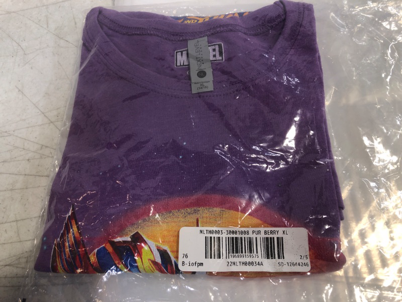 Photo 2 of Marvel Thor: Love & Thunder Synthwave Sunset Girls Short Sleeve Tee Shirt GIRLS SIZE X-Large Purple Berry