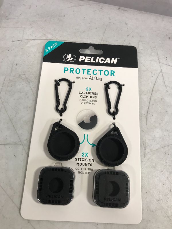 Photo 2 of Pelican Protector Series - AirTag Holder With 3M Adhesive Sticker & AirTag Case with Keychain [4 Pack] Protective Shockproof AirTags Cover for Bike Wallet Car TV Remote Drone Dog Collar Mount - Black

