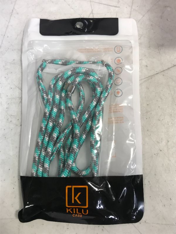 Photo 2 of KILUCASE Smartphone Necklace - Clear Protective Anti-Shock Case with Lanyard Strap Cord in Mint Camo (Compatible with iPhone 7/8/SE)
