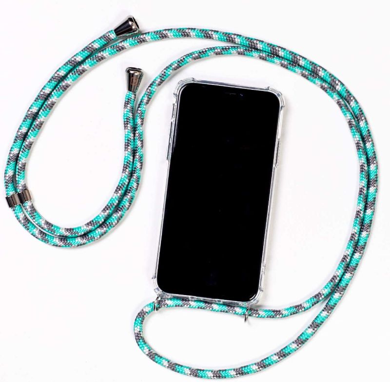 Photo 1 of KILUCASE Smartphone Necklace - Clear Protective Anti-Shock Case with Lanyard Strap Cord in Mint Camo (Compatible with iPhone 7/8/SE)
