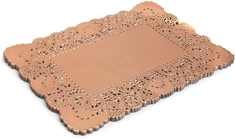 Photo 1 of 250 Lace Paper Doilies, Rose Gold Foil Placemats 30 X 40 cm Brown Craft Paper 
