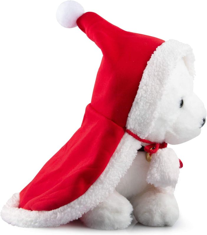 Photo 1 of  Christmas Pet Cloak with Hat Red Santa Poncho Cape Xmas Party Costume for Puppy Dog and Cat (L)
