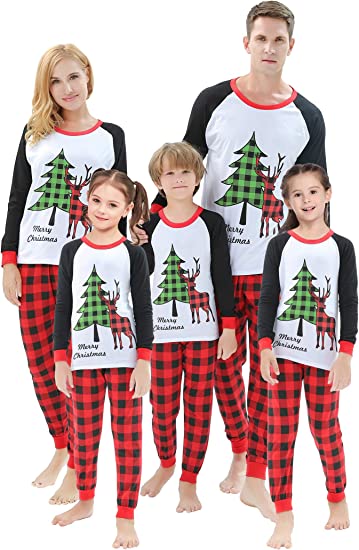 Photo 1 of  Christmas Deer Pajamas Xmas Pjs  Plaid Clothes Holiday Sleepwear SIZE 12M
