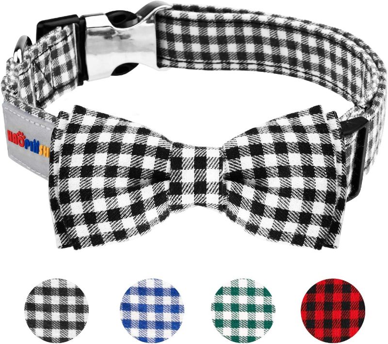 Photo 1 of Dog Bow Tie, Collar Buckle Light Adjustable Dog Collar for Pets Soft Comfortable (Medium, Black)
